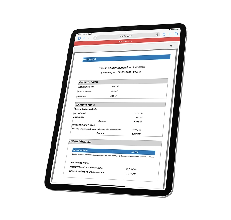 Heizlast-Report für Niederaula